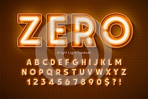 Neon light 3d alphabet, extra glowing modern type.