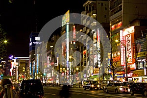 Neon light of akihabara Tokyo Japan night shops