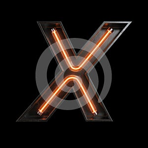 Neon Light Alphabet X with clipping path
