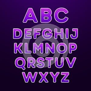 Neon Light Alphabet Font. Vector illustration