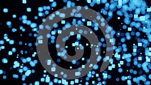 Neon light cube Block Network futuristic flying Matrix digital technologic animation 3D rendering