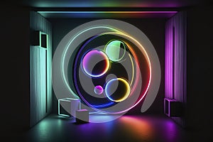 Neon Light Dark Light Mode Dark Mode High Contrast 5D Multiverse particles ambience Super-Resolution .