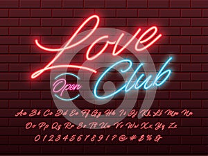 Neon light font