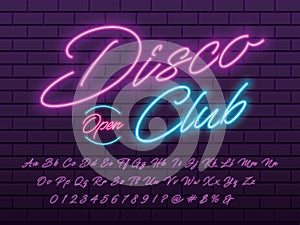 Neon light font