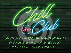 Neon light font