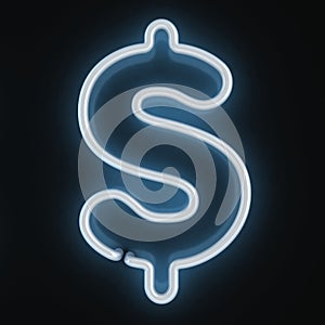 Neon light font dollar symbol