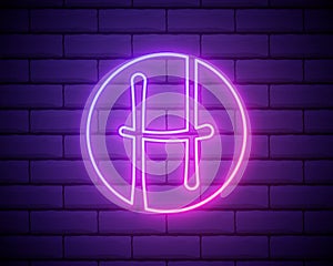 Neon light H letter line logo. Colored tube font for events posters, lacing emblem, nightlife banner and futuristic identity.
