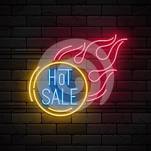 Neon light hot sale promotion banner, price tag, discount