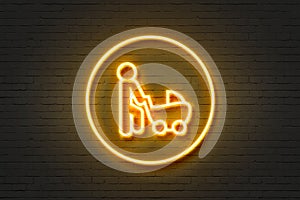 Neon light icon father baby car