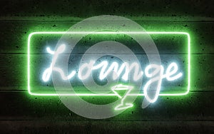neon light letters of the word lounge sign night club bar drinkconcept 3d render illustration