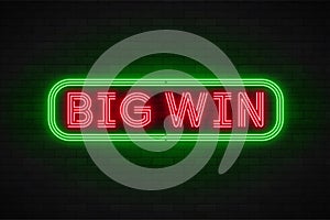 Neon light linear promotion banner,jackpot, game, big win.