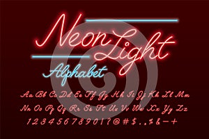 Neon light script font