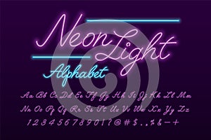 Neon light script font