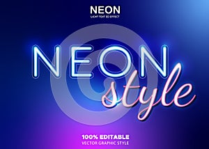 NEON light sign vector graphic style - Night music club sign 100% editable or One click apply to any text and object