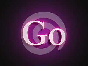 Pink glowing Neon light text effect of word Go.