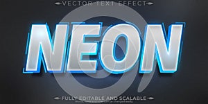 Neon light text effect, editable gamer and digital text style