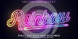 Neon light text effect, editable retro and glowing text style