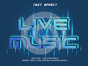 Neon light text effect style - Editable text effect. Live music theme