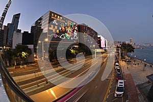 Neon light and traffic Hong Kong New year