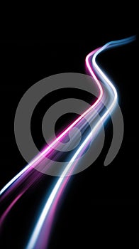 Neon Light Trails on Black Background