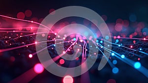 Neon Light Trails on Dark Textured Surface