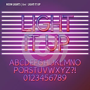 Neon Lights Alphabet and Digit Vector