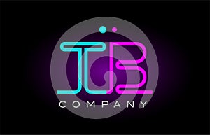 neon lights alphabet tb t b letter logo icon combination design