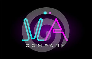 neon lights alphabet va v a letter logo icon combination design