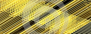 Neon lights of cyberpunk Linear straight lines emit light Yellow abstract, elegant and modern 3D rendering image
