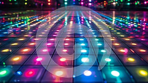 Neon lights on the floor in the nightclub. Abstract background.