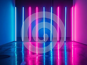 Neon Lights Installation in Modern Gallery Space