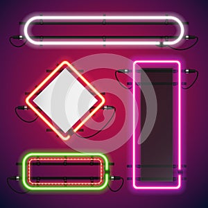 Neon Lights Rectangle Frames Set