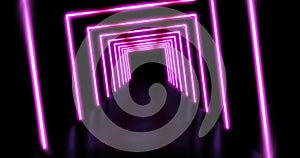 Neon lights a square futuristic abstract pattern - 4K loop