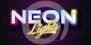 Neon lights text, neon style editable text effect