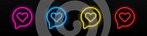 Neon like heart vector notification icon. photo