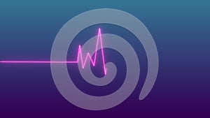 neon line heartbeat rate and pulse on blue and purple screen. Cardiogram on blue and purple background. Heartbeat Monitor EKG
