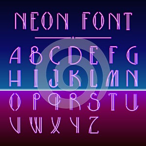 Neon linear font with 80s New Retro Wave trendy hipster style