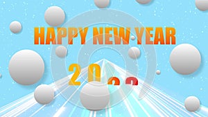 neon lines with glowing speed trails. Appear, slide up and fade way center 2024. 2024 happy New Year blue sky background with