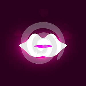 Neon lips vector