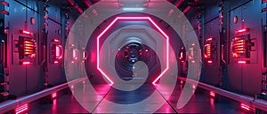 Neon-Lit Cyber Vault: The Minimalist Beats of Data Security. Concept Cybersecurity, Neon Lights,