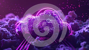 The futuristic neon cloud.AI generated image photo