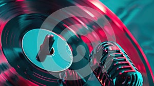 The Microphone and Vinyl Record.AI generated image