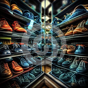 Neon-Lit Sneaker in a Vivid Shoe Store