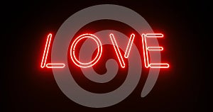 Neon love sign as illuminated advertising for nightclub or massage - 4k