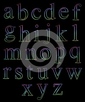 Neon Lowercase Alphabets