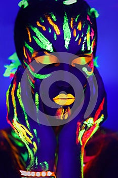 Neon make up art glowing painting