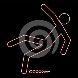 Neon man slip fall red color vector illustration flat style image