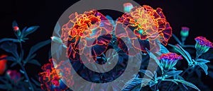 Neon Marigolds in the Dark