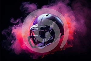 Neon mist envelops the iconic American football, creating an electrifying and captivating spectacle