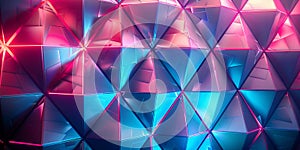 Neon Modern Surface with Tetrahedro. photo